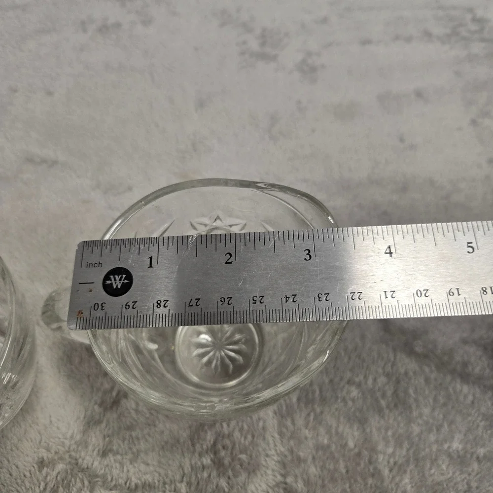 Vintage Clear Pressed Glass Creamer and Sugar Bowl Set Starburst Pattern